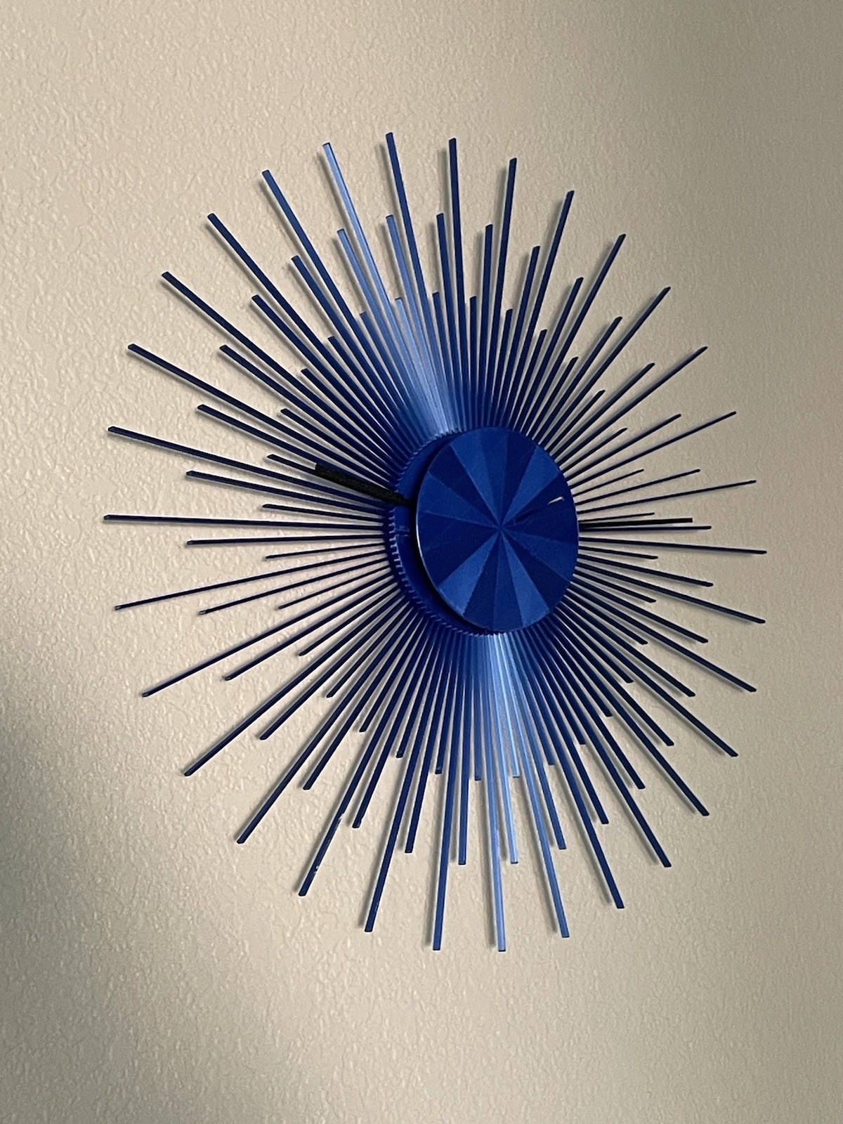Vintage Mid Century Modern Sunburst Clock – Navy Blue – Retro Starburst Style
