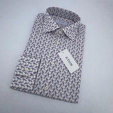 Eton Dress Shirt Mens M 15 1/2 - 39 Multi Peacock Print Slim Fit Collar Business