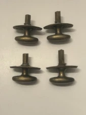Lot Of 4 - Vtg Solid Brass Small Oval Cabinet Drawer Knobs Pulls Rustic Patina