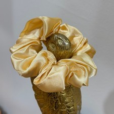 Handmade Scrunchie Womens OS Yellow Excellent Satin Ruffle Hair Tie Accessories