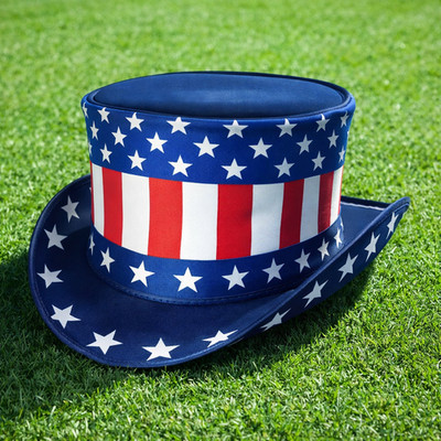 Leather Top Hat | USA Flag Print Independence Day | Patriotic Party Costume Hats