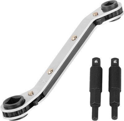 HVAC Service Wrench, Refrigeration Wrench with 2 Pcs HVAC Hexagon Bit Adapter, P
