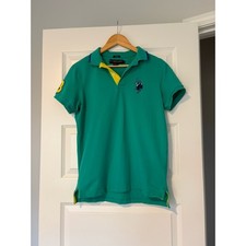 U.S. Polo Teal Polo with Yellow Accent Men's Cotton Shirt Size Small