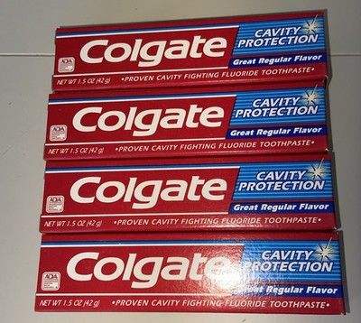4 Vintage 1990 s Unused Colgate Toothpaste Boxed TV Movie Prop 1.5 Oz 1996 NOS