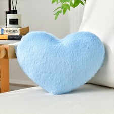 Heart Pillow Blue Throw Pillows Decorative Pillows for Bed Couch Cute Faux Ra...