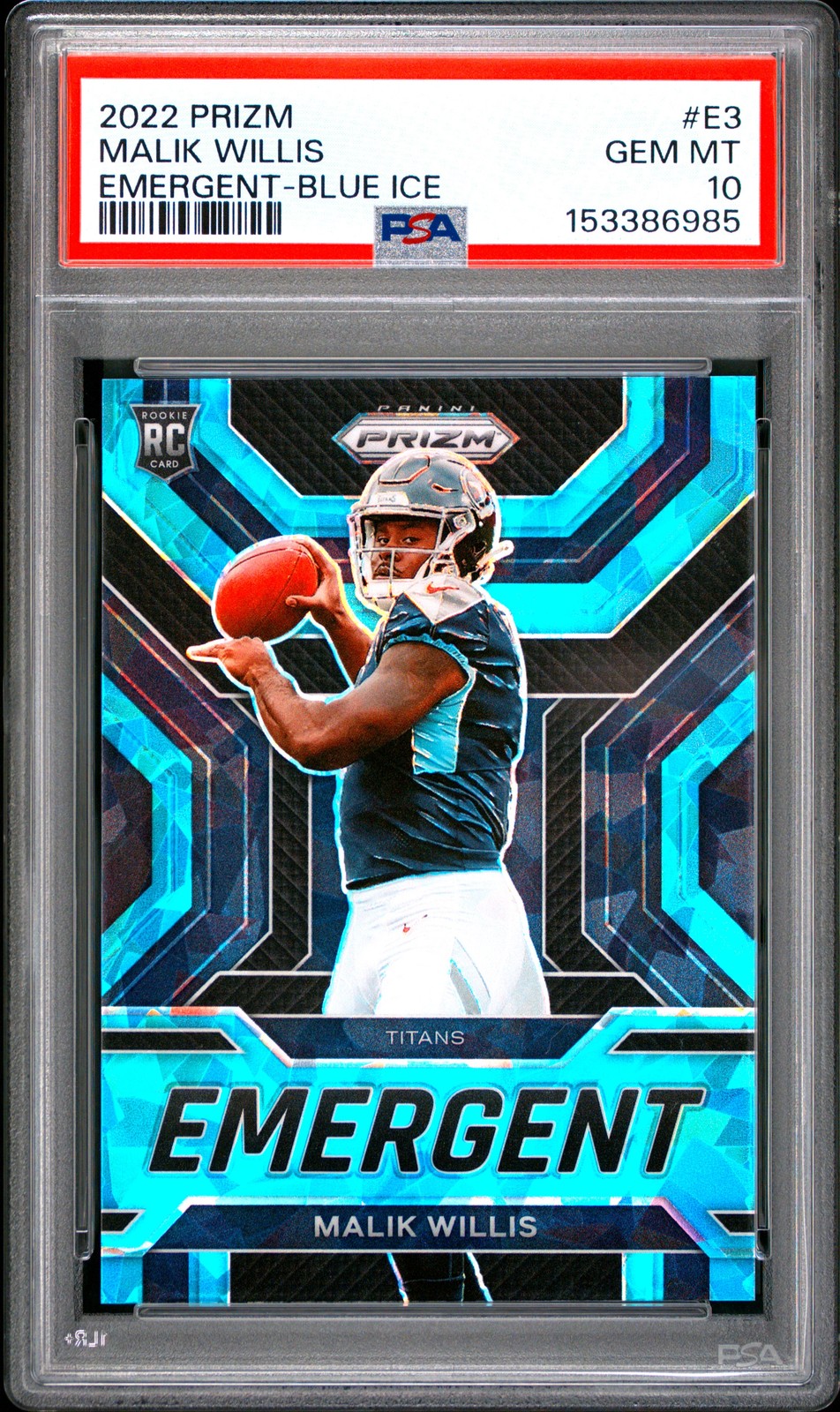 Malik Willis Panini Prizm Emergent #E3 Blue Ice