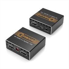 4K60Hz HDMI Splitter 1x2 4:4:4,18 Gbps,Supports Soundbar,HDCP Bypass,EDID,Dup...