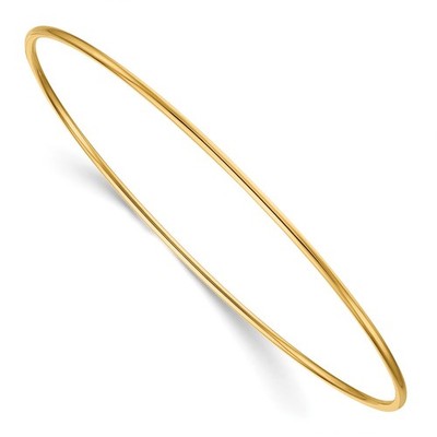 14K Yellow Gold Polished 1.5mm Slip-on Bangle Bracelet Gift For Mom 3.27gm
