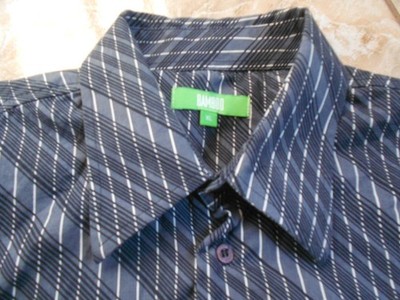 Bamboo Hemd XL Schwarz Grau Weiß Gestreift #E9389