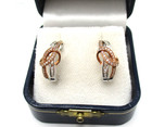 14K White & Rose Gold 104 Diamond 1/2 Half Hoop Earrings [E337] — photo 2