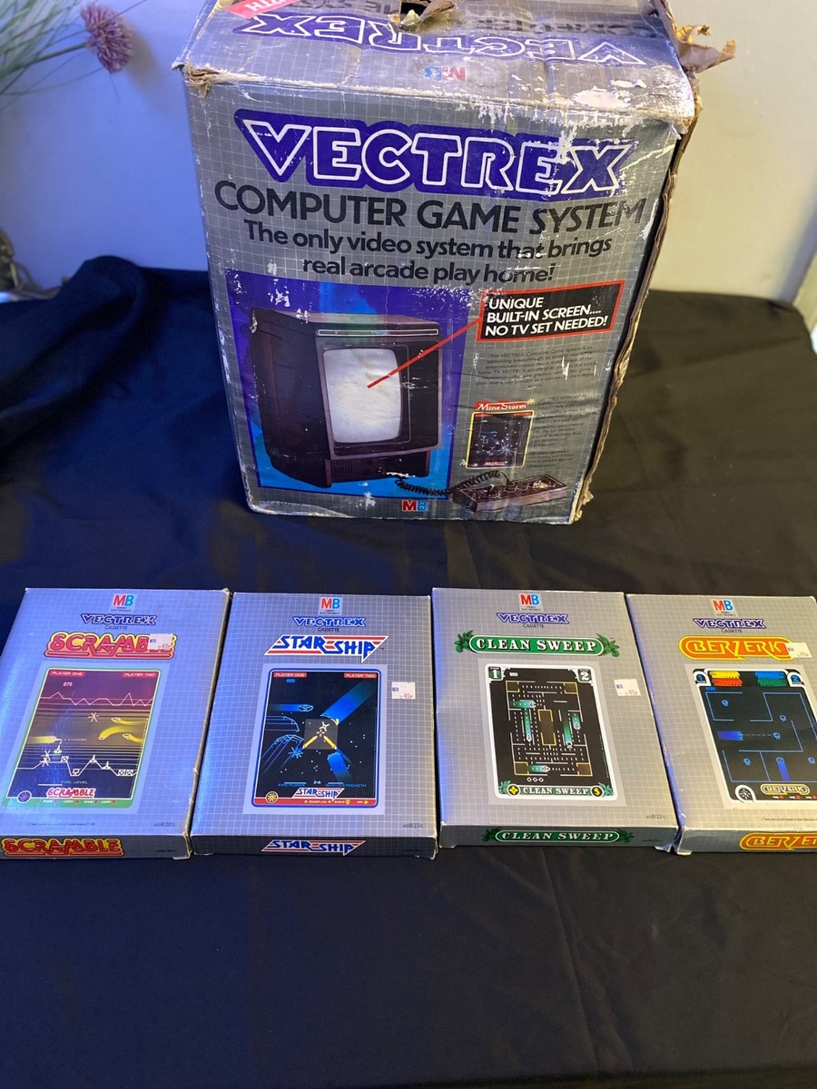 Vectrex Arcade Game Console - controller - with games + overlays