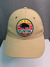 Yellowstone Round Patch hat National Park Foundation strap back khaki bison cap