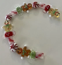 New 15 Piece Strand Christmas Candy & Gingerbread Man LampWork Glass Focal Beads