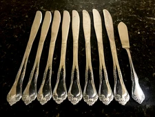 WM A Rogers Mansfield Deluxe Stainess Flatware Set Of 8 Dinner & 1 Butter Knives