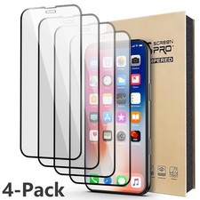  4 Pack Full Cover Tempered Glass Screen Protector For Apple iPhone X 10 Series