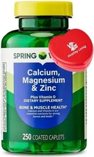 Spring Valley Calcium, Magnesium & Zinc Plus Vitamin D3 Coated Caplets, 250 Coun