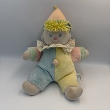 Vintage Eden Clown Music Box Plush 11" Checkered Collar Pastel Color Block WORKS