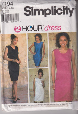 7194 SIMPLICITY - 2 Hour DRESS - Sz 4/6/8