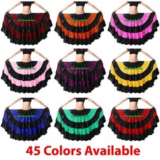 Designer Satin 25 Yard 4 Tiered Gypsy Skirt Belly Dance Ruffle Jupe Flamenco