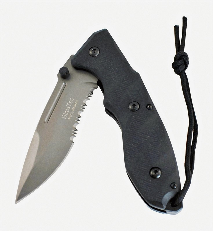 TITANIUM FOLDING KNIFE /BLIZETEC/ G10 HANDLE /PARTIAL SERRATED/ HIGH QUALITY NEW