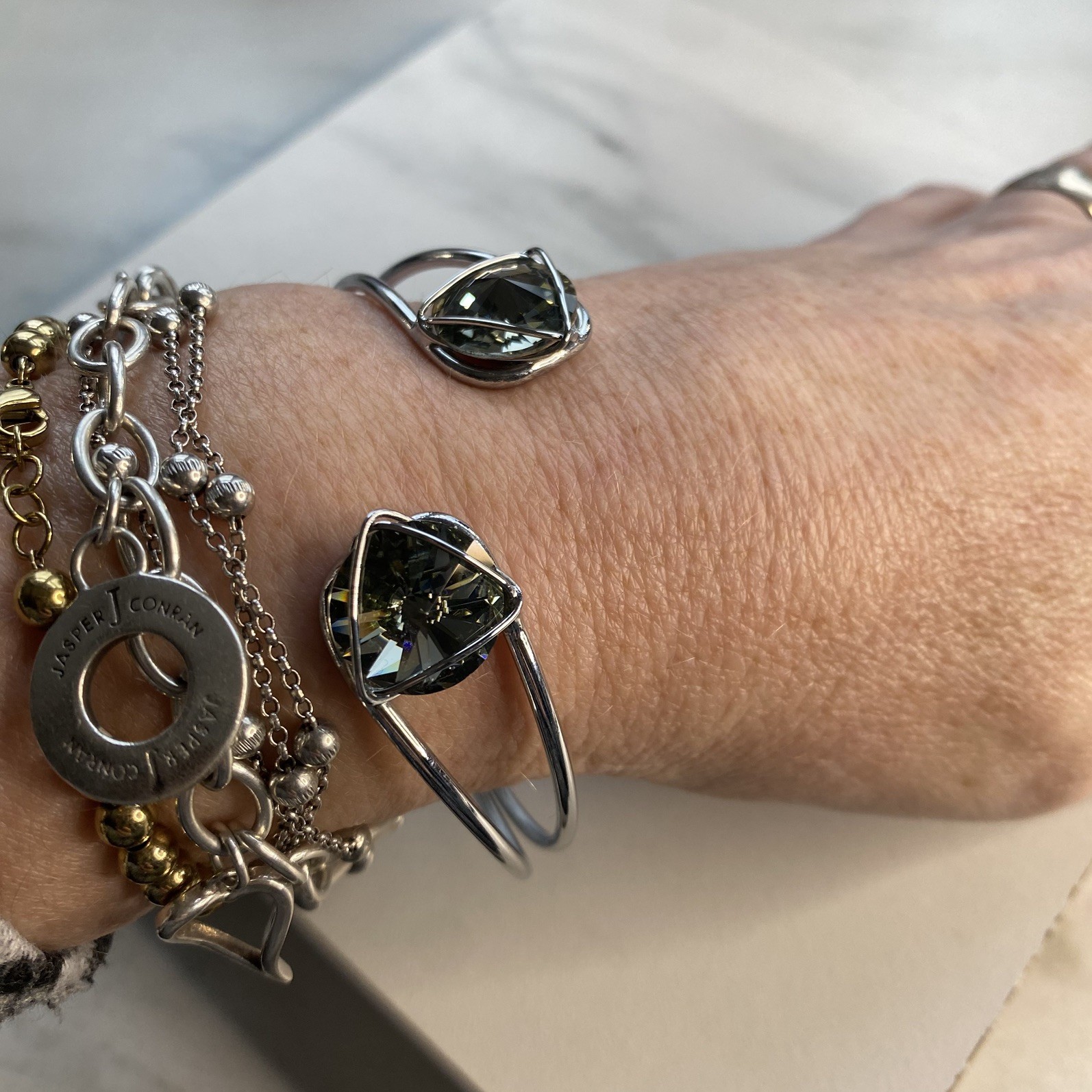 Solid Bracelet Cuff Made With Swarovski Crystal S… - image 10