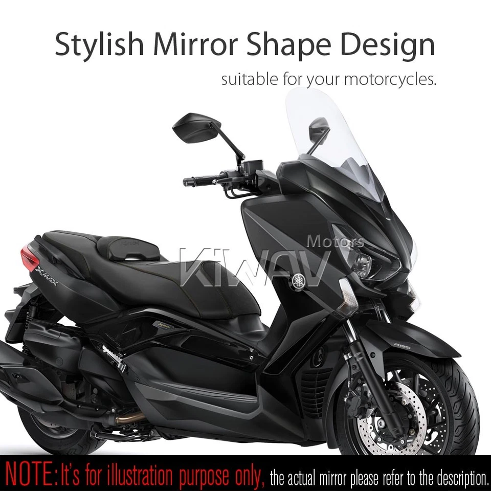 Espejos retrovisores convexos VAWiK PalmII negro chorro de arena 8 mm se adapta a scooters Kymco SYM Yamaha Foto 3 de 4