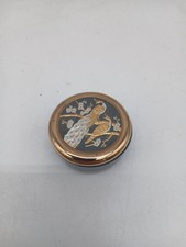 John Jenkins Japan Porcelain Trinket Box Peacocks Gold Design 6cm Diameter