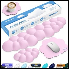 Retuhapy Cloud Wrist Rest Keyboard Cushion and Mouse Pad, Pink