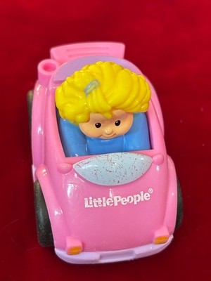 Little People Wheelies 2009 Pink Car Mattel Girl Sarah Lynn Blonde Hair