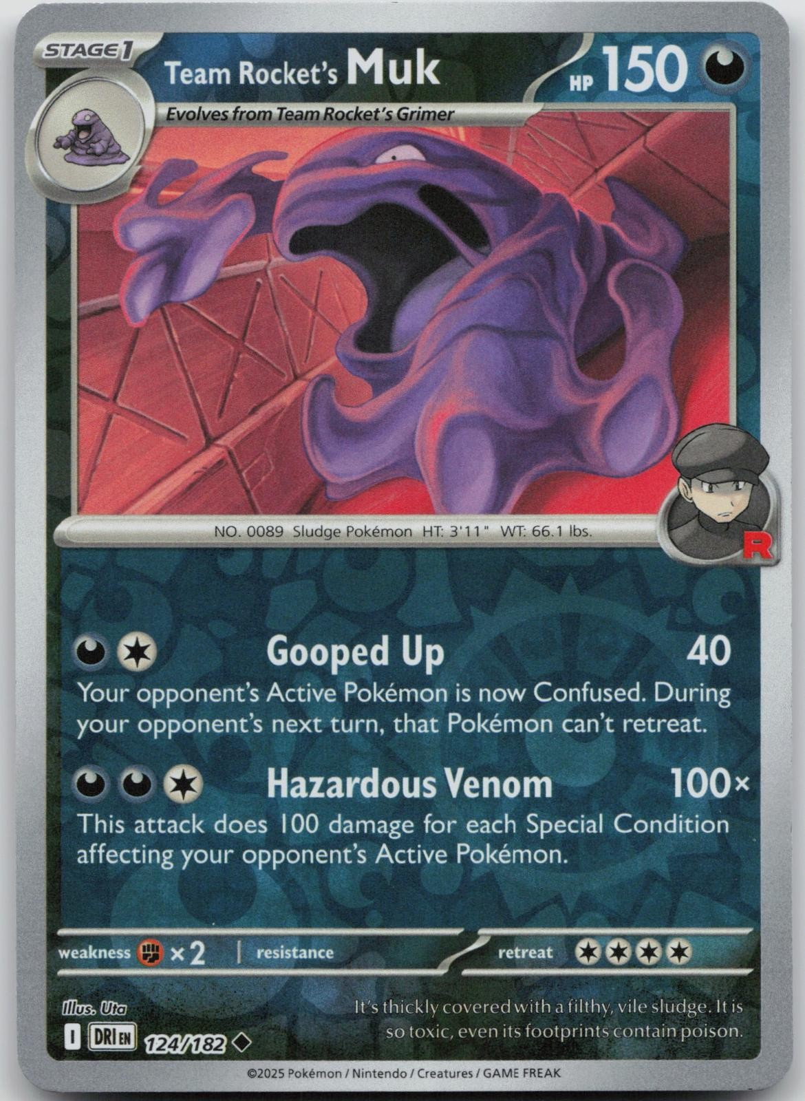 Team Rocket's Muk 124/182 Uncommon Destined Rivals Pokemon Reverse Holo NM