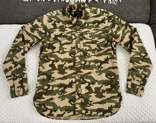 Freenote Cloth Dayton Long Sleeve Shirt Japanese Ripstop Camouflage Medium