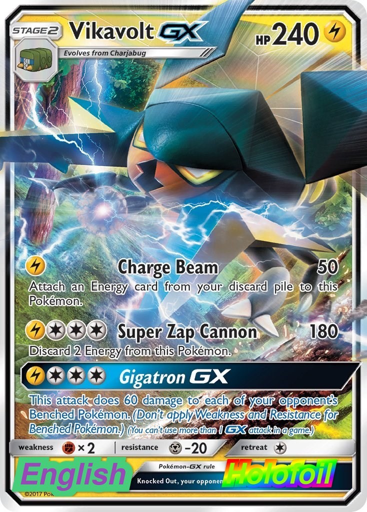 Pokemon- Vikavolt GX [SM02 - 45/145] SM - Guardians Rising NM Ultra Rare Holo...