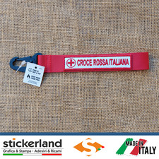 Portachiavi personalizzato CROCE ROSSA ITALIANA base bianca - con moschettone