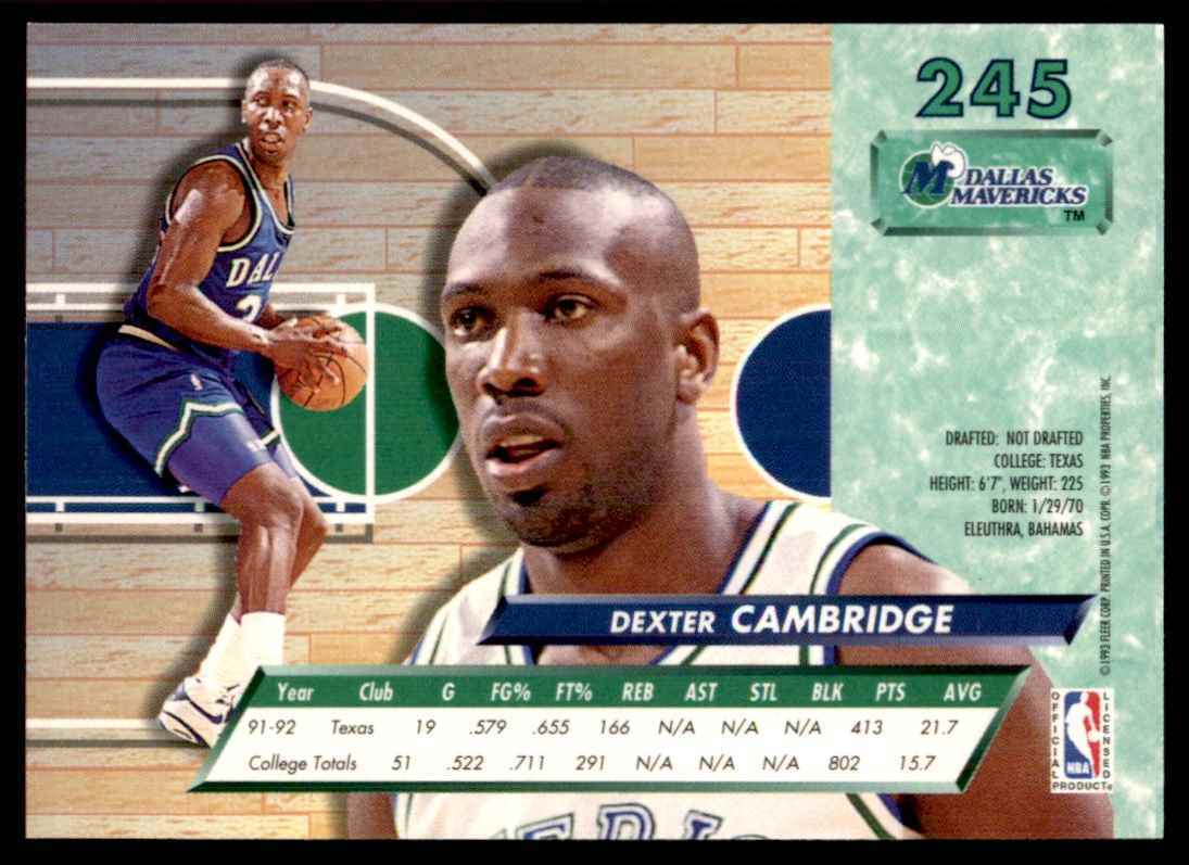 1992-93 Ultra Dexter Cambridge RC Dallas Mavericks #245 | eBay