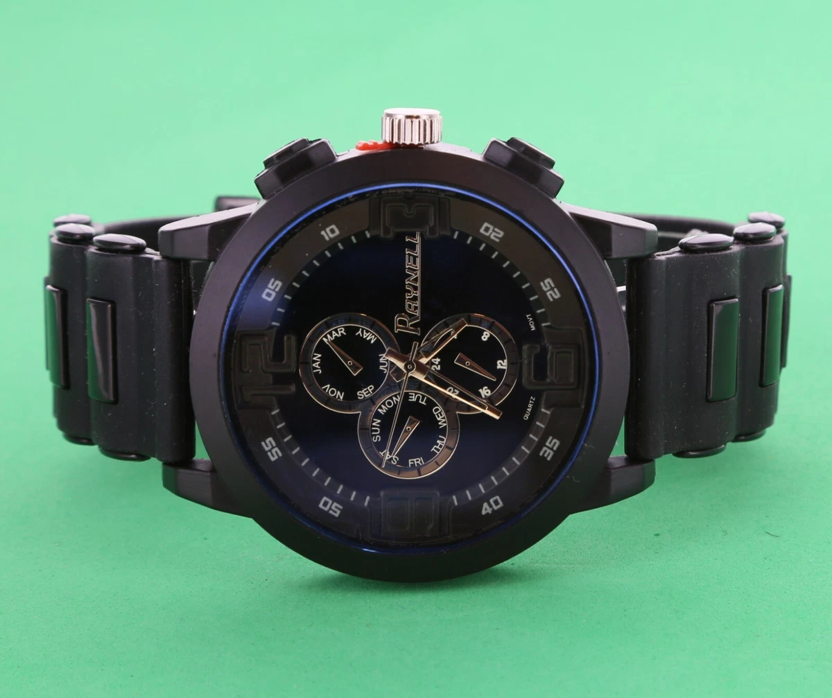Raynell Men s Watch Designer Style Round Dial Silicone Rubber Band NEW