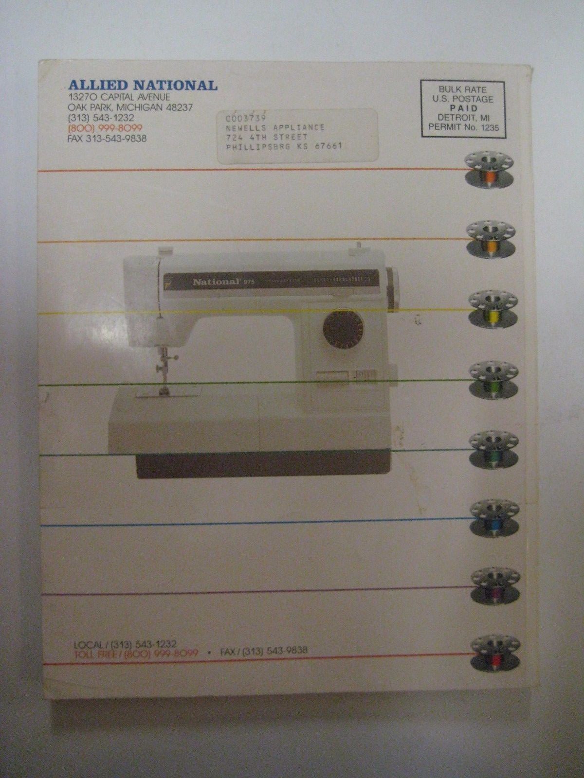 Vintage 1992 Allied NATIONAL Wholesale Sewing Machine Parts and Catalog