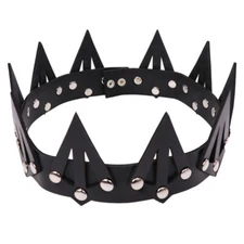Black Halloween Headpiece Leather Gothic Crowns for Women Halloween Headpiece