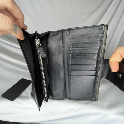 BVLGARI Flap Long Wallet Leather Bifold Card Holder Zip Around Purse - Picture 6 of 8