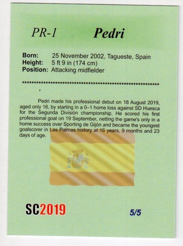 2018/19 PEDRI SC KARTEN SC2019 GRÜN ROOKIE TOP PERSPEKTIVEN #5/5 BARCELONA! nc - Bild 2 von 2