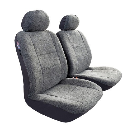 For Hyundai Tucson Car Front Seat Covers Gray Faux Sheepskin 2PCS - 第 1/5 張圖片