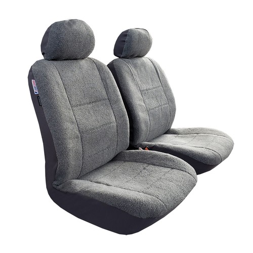 For Ford F250 F350 2011-ON Car Seat Covers Front Set Gray Faux Sheepskin 2PCS - Picture 1 of 5