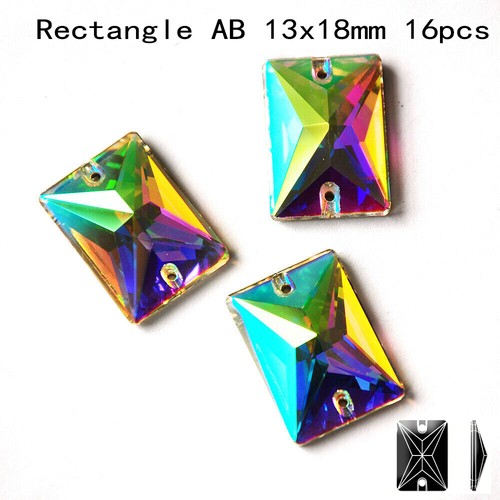 Stress Crystal AB Sew On Rhinestones Crystal Glass Teardrop Oval Navette Stones - Picture 34 of 58