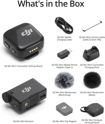 DJI Mic Mini,Ultralight Wireless Lavalier Microphone System 400M Camera iPhone - Picture 5 of 15