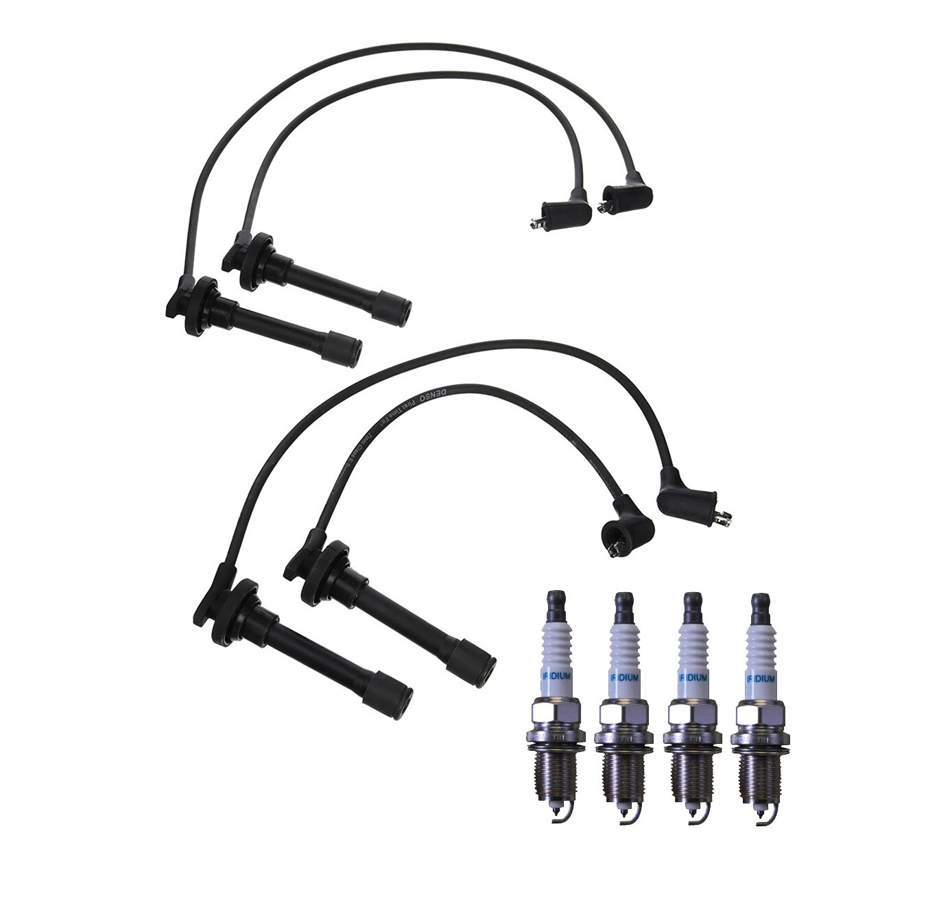 Denso Wire Set 7mm  4 Iridium Long Life Spark Plug 0.032 Kit For Honda 2.0L L4