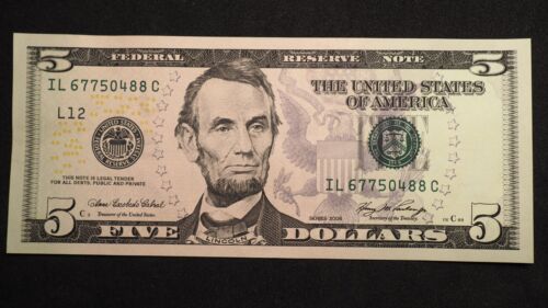 2006 $5 FEDERAL RESERVE NOTE **NICE WATERMARKED 5 **- FREE SHIP! S2845