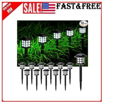 12 Packs Solar Pathway Lights – Multicolor LED Garden Stake Lights – Waterproof & Modern!