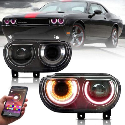 RGB VLAND Projector LED Headlights For 2008-2014 Dodge Challenger W/Sequential