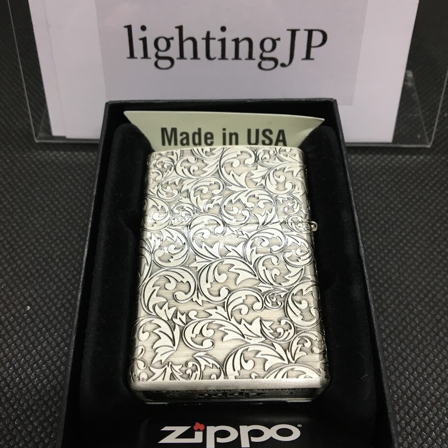 Zippo Logo Arabesque Silver 5 Sided Processing Etching