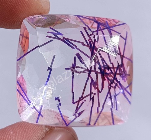 69.20 CT Cushion Purple Rutilated Quartz Certified Transparent Loose Gems 5MRS - Picture 7 of 8