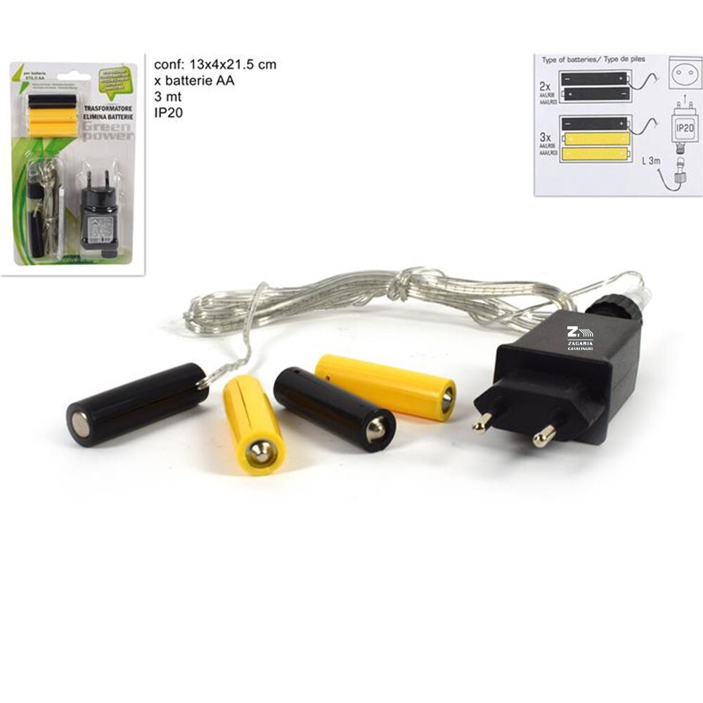 ALIMENTATORE TRASFORMATORE SOSTITUTIVO BATTERIE STILO AA ELIMINA BATTERIE